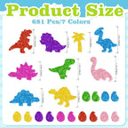 681 Pcs Glitter Foam Stickers, Dinosaur Shapes Stickers, 7 Sheets Colorful 3D - Image 2