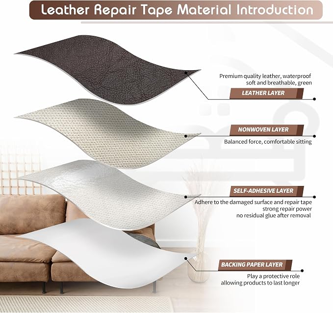 KING MOUNTAIN Leather Repair Patch, 2 Packs 9 x 11 Inches self Adhesive Leather - Image 3