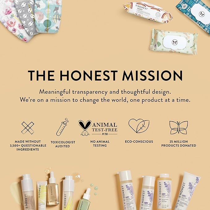 The Honest Company Clean Conscious Multi-Use Wipes Hypoallergenic and Unscented for Sensitive Baby Skin Over 99% Water Compostable Plant Based Baby Wipes Balance Blues 60 Count
