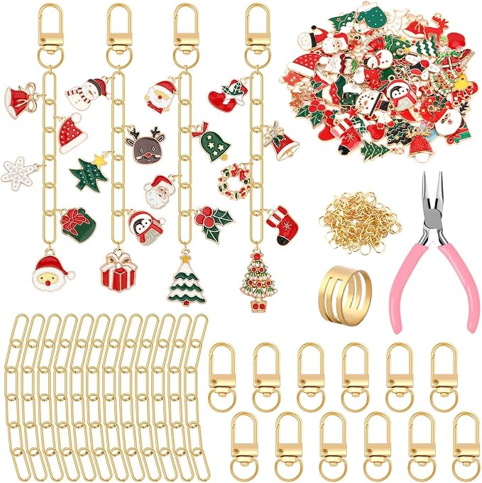 AUGSUN 713Pcs Christmas Keychain Making Kit Xmas Keychain Craft | Santa Claus by AUGSUN