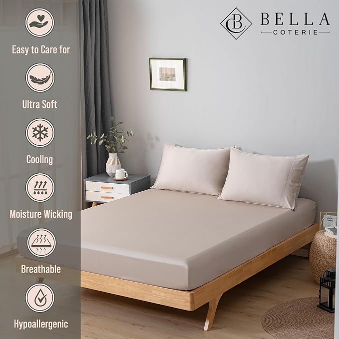 Bella Coterie Cal King Size Fitted Sheet Only | Luxury Bamboo Viscose | 100% - Image 2