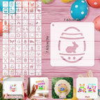 72 Pcs Easter Day Stencils for Painting Set, Reusable Eggs Rabbit Carrot Cute - Image 2
