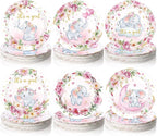 Funnymoom 7 Inch Pink Elephant Baby Shower Paper Plates 60 Pcs It's a Girl by Funnymoom
