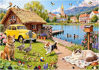Cozy Lakeside Cottage Puzzles for Adults 1000 Pieces, Challenging Jigsaw by FLYHOUR