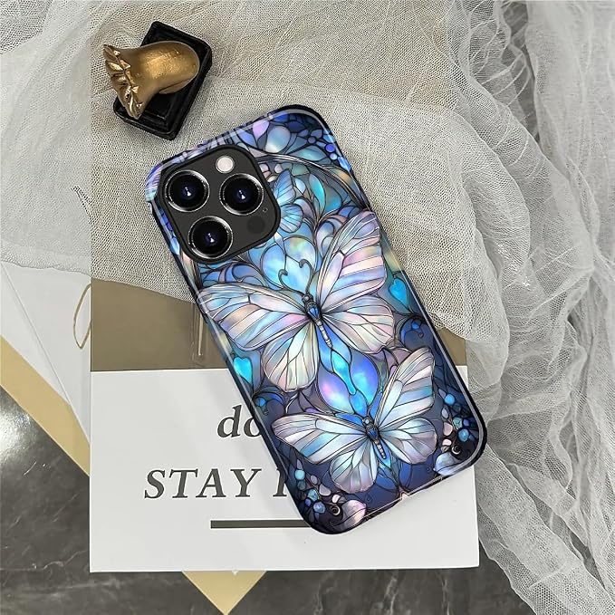 ZHEGAILIAN Case for iPhone 14 Pro, Stained Glass Butterfly Aesthetic Durable - Image 6