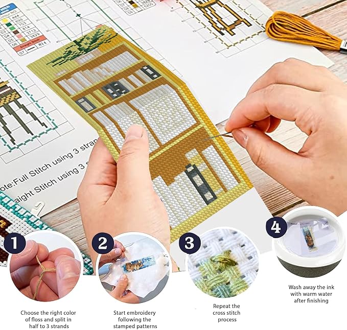 KYOQFVN 6 Pcs Bookshelves Cross Stitch Bookmark Kit - Image 3