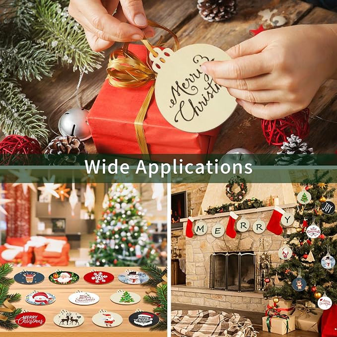 Fuyit Wooden Christmas Ornaments, Unfinished Wood Slices Circle - Image 7
