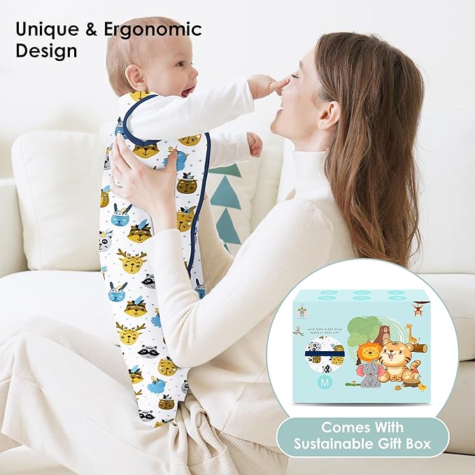 Cute Castle Baby Sleep Sack 6-12 Months - Lightweight 100% Cotton 2-Way Zipper TOG 0.5 Infant Wearable Blanket, Newborn Essentials Toddler Sleep Clothes, 3 Pack(Blue, Balloons, Animals)