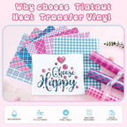 Tintnut Pink Blue Plaid Heat Transfer Vinyl, easy cut & weed, stretch washable - Image 3