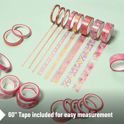 Mr. Pen- Washi Tape Set, 21 Rolls, Floral Pink | 5.5 Yards/Roll, Washi Tape - Image 6