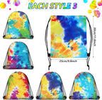 Shappy 24 Pcs Tie Dye Drawstring Backpack, Goodie Treat Bags, Colorful Sport - Image 3