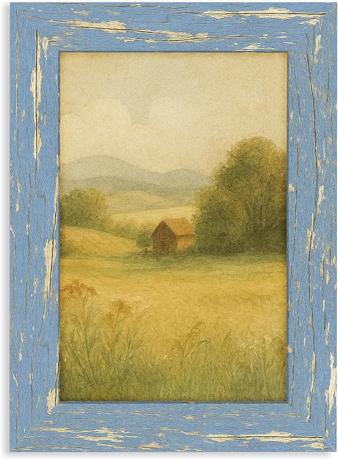 puthiac 5x7 Rustic Farmhouse Picture Frame, Denim Blue, 1 Pack | Distressed MDF by PUTHIAC