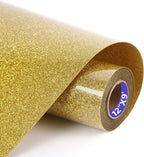 Golden Glitter HTV Heat Transfer Vinyl Rolls12inch by 9feet PU Stretch Iron on by SHOMKIEE