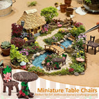 Morofme 10 Pcs Mini Garden Furniture Ornaments Miniature Table and Chairs Resin - Image 5