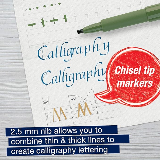 Faber-Castell Pitt Artist Calligraphy Pens | 6 India Ink Pens, 2.5 mm Chisel - Image 4