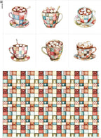 Patchwork Hot Cocoa Cotton Fabric Panel – 6 Designs + Bonus Sheet 29.5×19.6 inch by FabricsTown