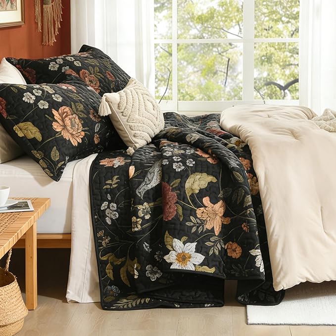 Litanika Floral Black Quilt California King Size - Image 2