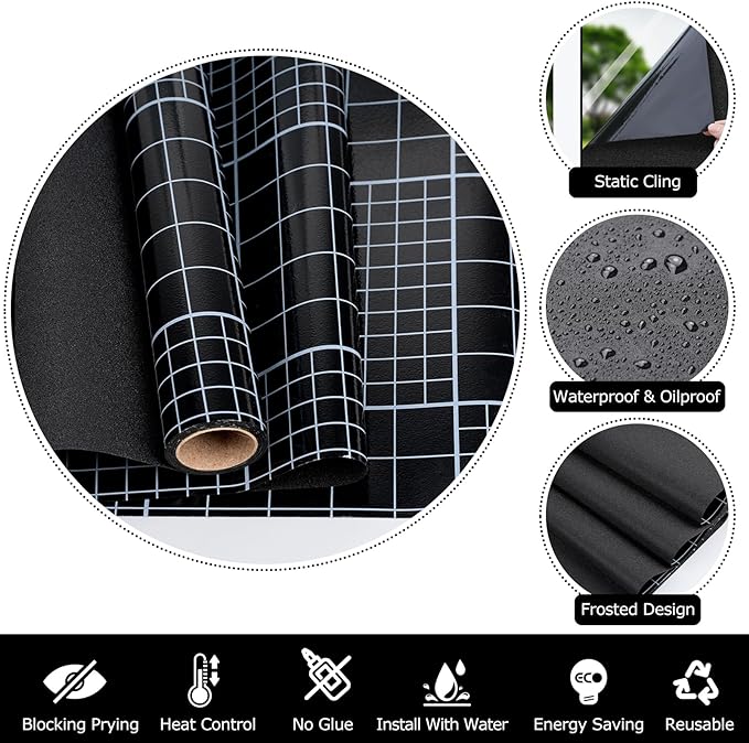 HIDBEA Blackout Window Film, 100% Light Blocking Room Darkening Window Privacy - Image 3