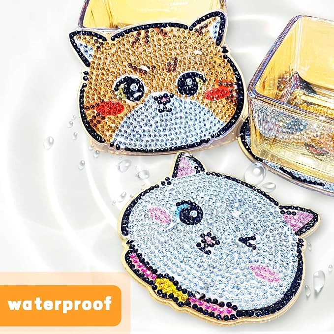EWJRNSF 8 PCS Diamond Art Coasters Kit, Small Diamond Painting Coasters - Image 6