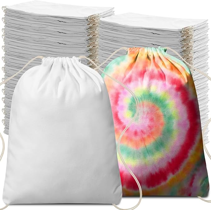 Saintrygo 300 Pcs Tie Dye Drawstring Bags Cotton Sublimation Blank Backpack by Saintrygo