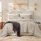 Andency Oatmeal Comforter Set California King, 3 Pieces Boho Tassel Lightweight - Image 2
