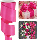 HUIHUANG Hot Pink Satin Wired Ribbon 2.5 inch Fuchsia Pink Wire Edge Ribbon by HUIHUANG