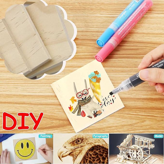 30PCS Wooden Squares for Crafts, 1/4 Inch Thick Natural Blank Square Blocks - Image 6