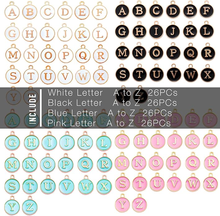 stino 200Pcs A-Z Metal Letter Charms - Image 7