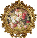 Cuspin Vintage Round Gold Picture Frame 4x4 Inch, Ornate Floral Resin Photo by Cuspin