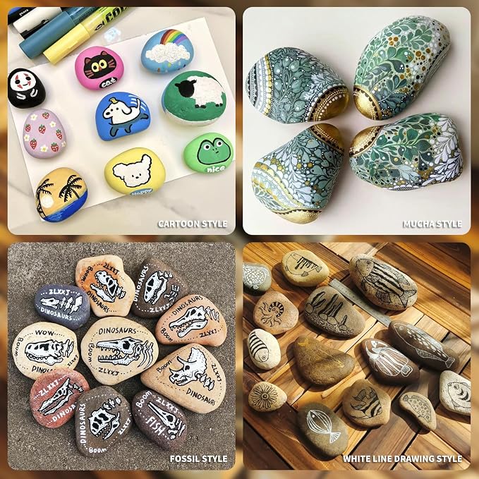 25Pcs Flat Rocks for Painting, 2-3in Smooth River Stones for Craft Supplies | - Image 6