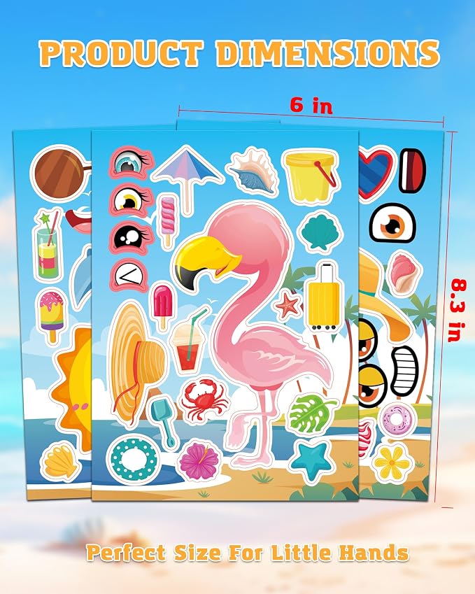 Aowplc 48 Sheets Summer Fun Make-a-Face Sticker Set - Image 4