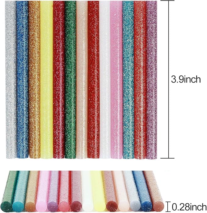 KEILEOHO 280 PCS Colored Glitter Hot Melt Glue Sticks, 14 Colors Mini Glue - Image 2