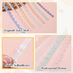 240PCS/6 Packs Lace Transparent Stickers, Vintage PET Lace Scrapbooking - Image 4
