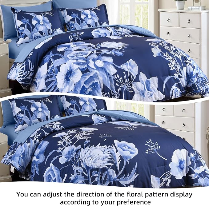 Luxudecor Floral Comforter Set Twin Size 5 Piece, Elegant Floral Comforter - Image 4