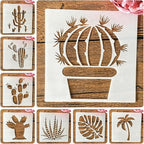 TIAMECH 8 Pcs Reusable Succulent Plants Cactus Stencils by TIAMECH