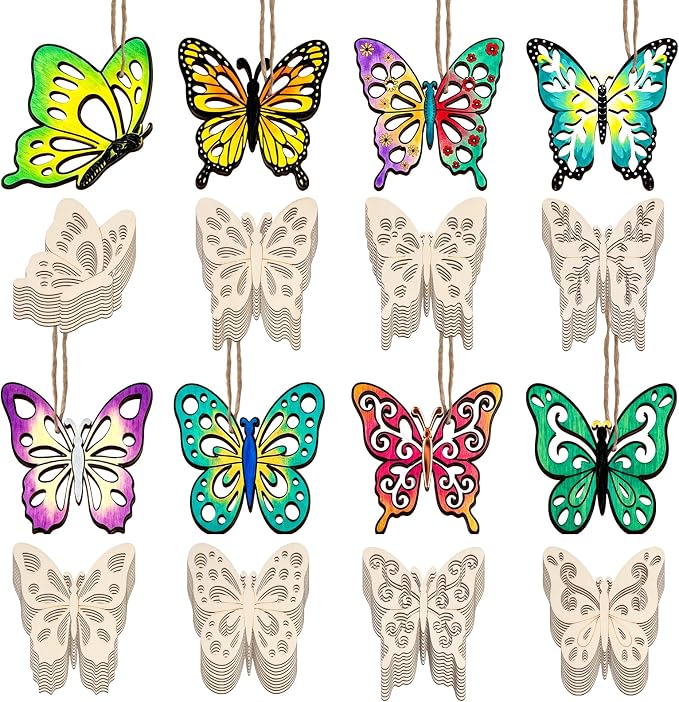 80PCS Unfinished Ornament Wood Crafts, Painting Blank Wooden Cutouts | 8 Styles by GFPGYQ