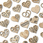 LiQunSweet 200 pcs Mixed Styles Hollow Heart Undyed Wood Cutout Sweet Love Wood - Image 3