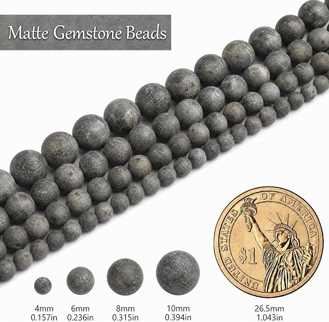 4mm Matte Black Labradorite Bead, 15-Inch Matte Round Loose Stone Beads - Image 3