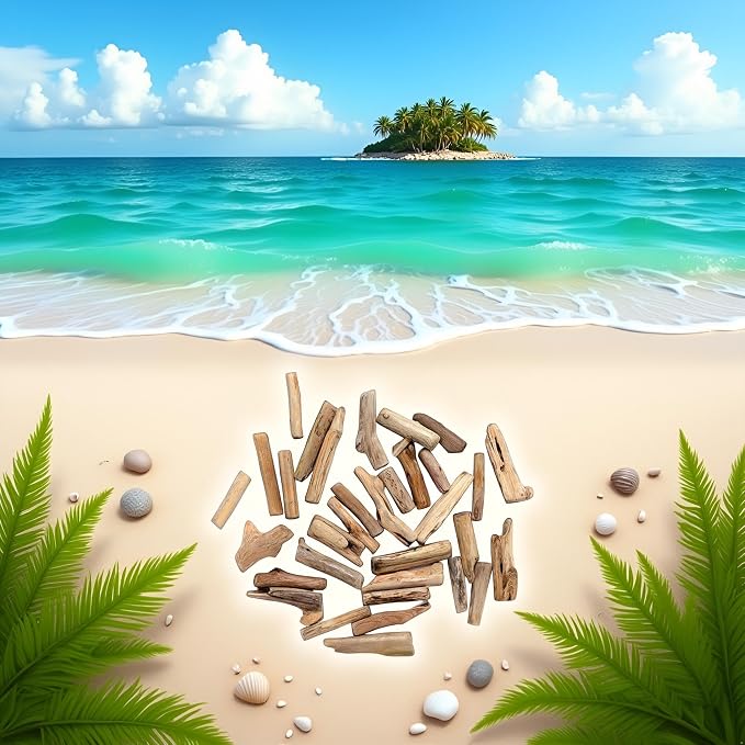 20 Pcs Natural Driftwood Pieces Branch Slices Craft Sticks Beach Decor - Image 9