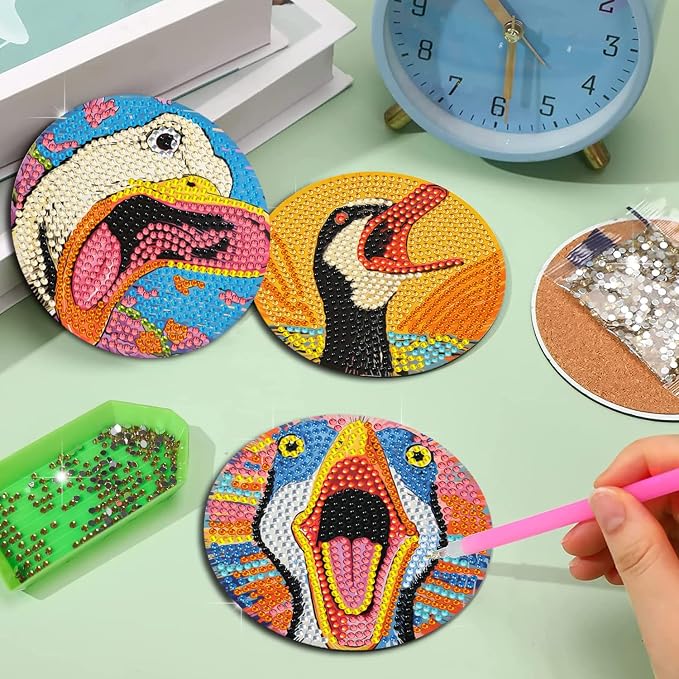EWJRNSF 6 PCS Diamond Art Coasters Kits, Small Diamond Painting Coasters - Image 4