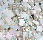 Lanyani 430Pcs Iridescent White Glass Mosaic Tiles Variety Styles Mosaic Tiles - Image 8