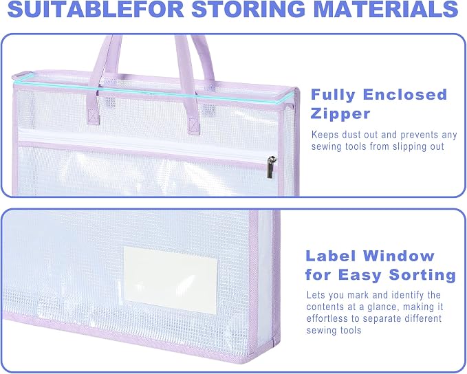 Qozary 5 Pcs Sew Project Bags for Quilting-A3 Sewing Craft Organizer Storage - Image 4