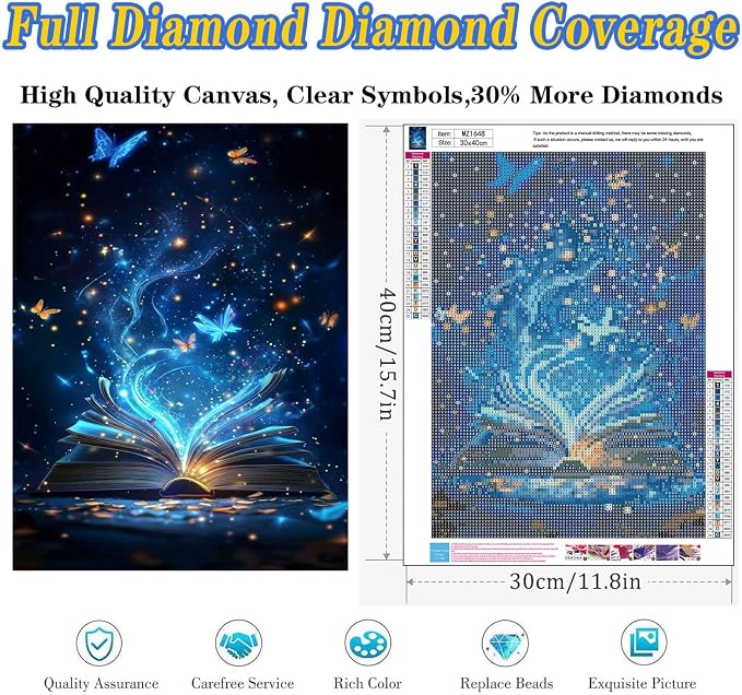 Butterfly Diamond Art Kits for Adults, Full Drill Book Diamond Painting Kits - Image 4