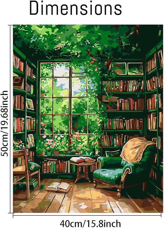 Clendo Paint by Number for Adults Beginners, Study Room Adults Paint by Numbers - Image 2