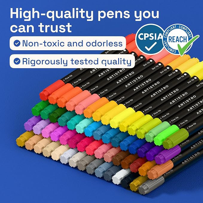 ARTISTRO 60 Precision Dual-Tip Acrylic Paint Markers – Paint Pens Set - Image 7