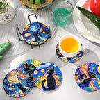 10 PCS Black Cat Diamond Art Coasters Kit - Image 5