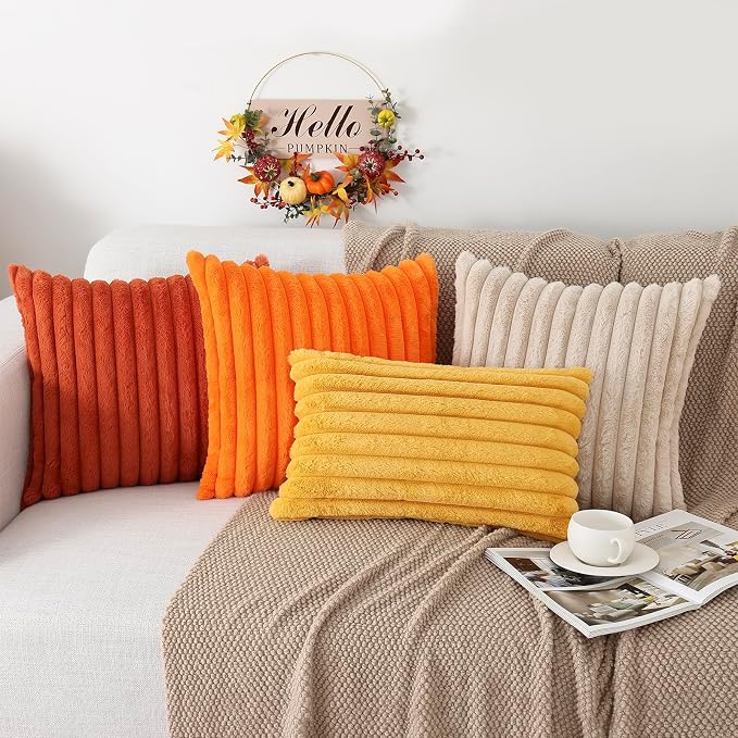 Pallene Faux Fur Plush Fall Throw Pillow Covers 22x22 Set of 2, Luxury Soft - Image 5