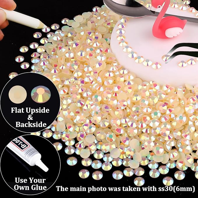 4000pcs 4mm Resin Rhinestones Bulk, Light Yellow AB Flatback Round Jelly - Image 5