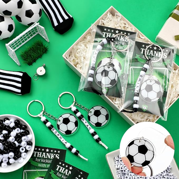 Suncalla 984 Pcs 24 Set Soccer Bead Keychain Making Kit DIY Sports Crafts | - Image 4