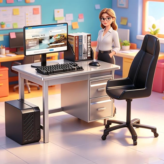 1:12 Scale Dollhouse Office Furniture Set - Image 4